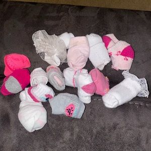 15 pairs of baby girl socks. 3-9 months